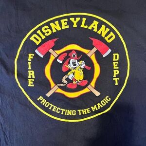 Disneyland Fire Dept Mickey Graphic Tee - Black with Yellow & Red